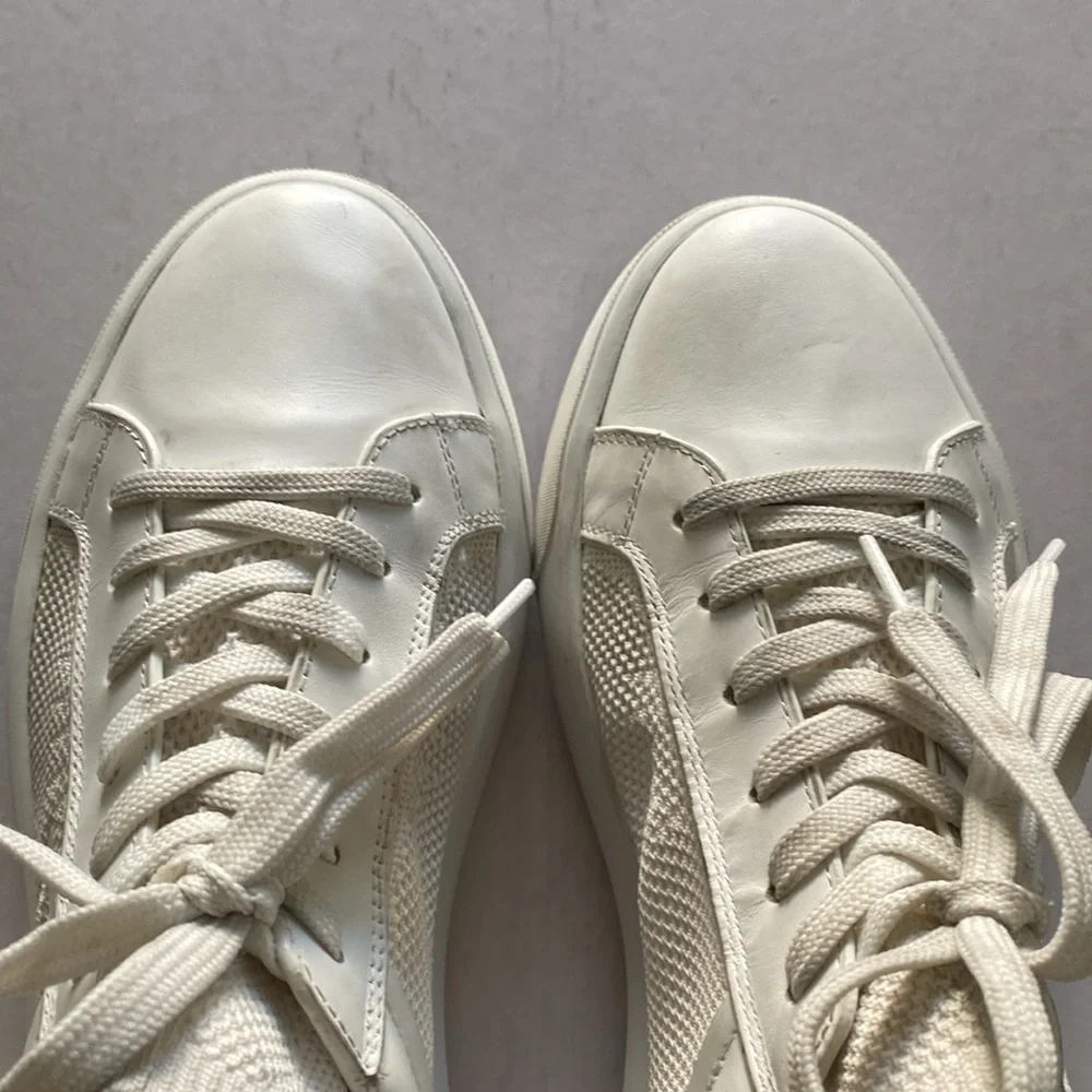 Stuart Weitzman Women’s White Leather with Mesh Fabric Sneakers Size 10 US